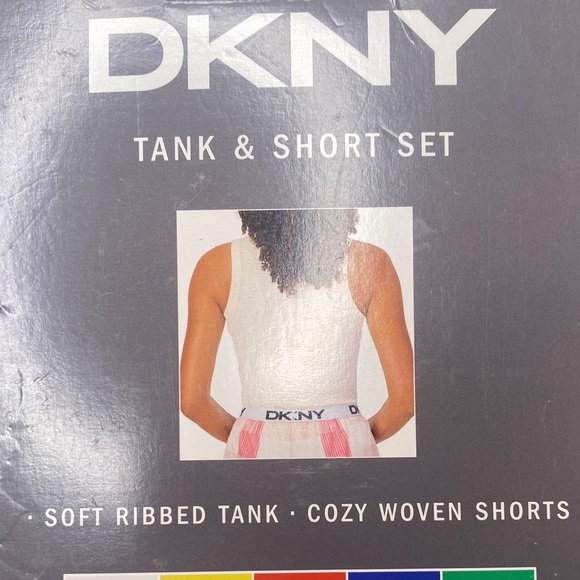 DKNY Ribbed Tank and Woven Shorts in Pink and White - Picture 7 of 8